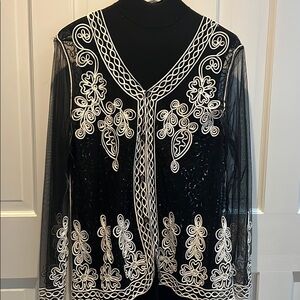 Evening Jacket. Subtle sequins. Sheer with V neck